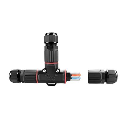 Buy Waterproof Circular Connector T-Type 1 Input 2 Output with PA66 Material and 0.5mm²-2.5mm² Wire Gauge online manufacture