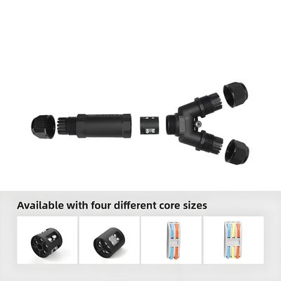 Buy M25T Port 2Pin Waterproof Connector 1 in 2 out Feed Through Splitter online manufacture