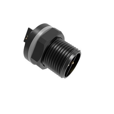 Industrial Waterproof Circular Connector IP67 M12 Threaded Through Hole Connector
