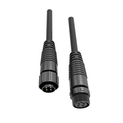 Outdoor M12 Waterproof Male Female Connector with IP68 Rating, PA66 Nylon Material, and 100V Voltage for Power Cables
