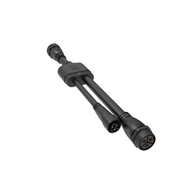 M16 IP68 Waterproof Male Female Connector with 15A Rated Current and Y-Type One Out Two Parallel Design for Micro Inverters