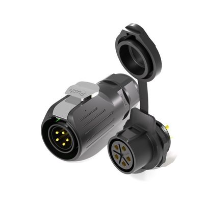 LP20 Push Plug Waterproof Power Connector with IP67 Protection, 20A Current Rating, and Screw-less Type IEC Standard