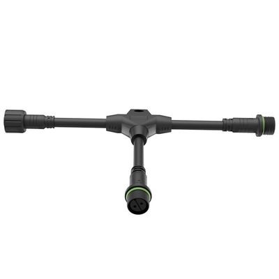 M18 Waterproof Cable Connector T-Type Three-Way with IP68 Rating and PA66 Nylon for Solar Lights