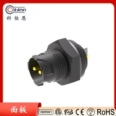 P12 Rear Male Pin Waterproof Panel Mount Connector Threaded Welded 3 4 Core Socket