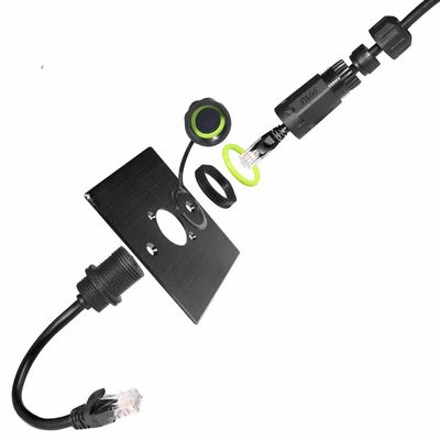 Outdoor PA66 Nylon IP67 RJ45 Waterproof Connector UV Resistance 125V Operating Voltage
