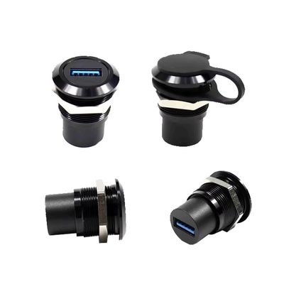 IP67 Rated Waterproof Panel Mount Connector with Threaded Coupling and PA66 Nylon Material