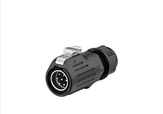LP20 7-Pin Waterproof Connector IP67 10A Metal-Plastic Flange Lock