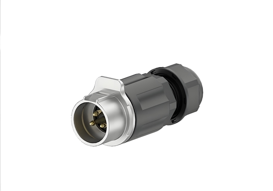 20A IP68 In-Line Cable Connector, 3-Pin LP20 Series, Metal-Nylon Hybrid, Solder Termination, Waterproof Wire-to-Wire Coupler