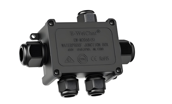 Waterproof Cable Junction Box, 1 Port Input to 4 Outputs, IP68 Rated