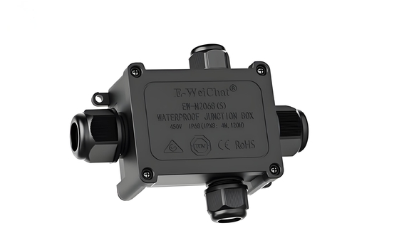 Waterproof ThroughType Junction Box 1in3Out Cable Gland Enclosure for Electrical Data Connections