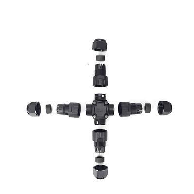 Waterproof M20 Screw-Locking Connector 1-3 Port IP67 for Power and Signal Distribution with PA66 Material and 0.5mm²-2.5mm² Wire Gauge